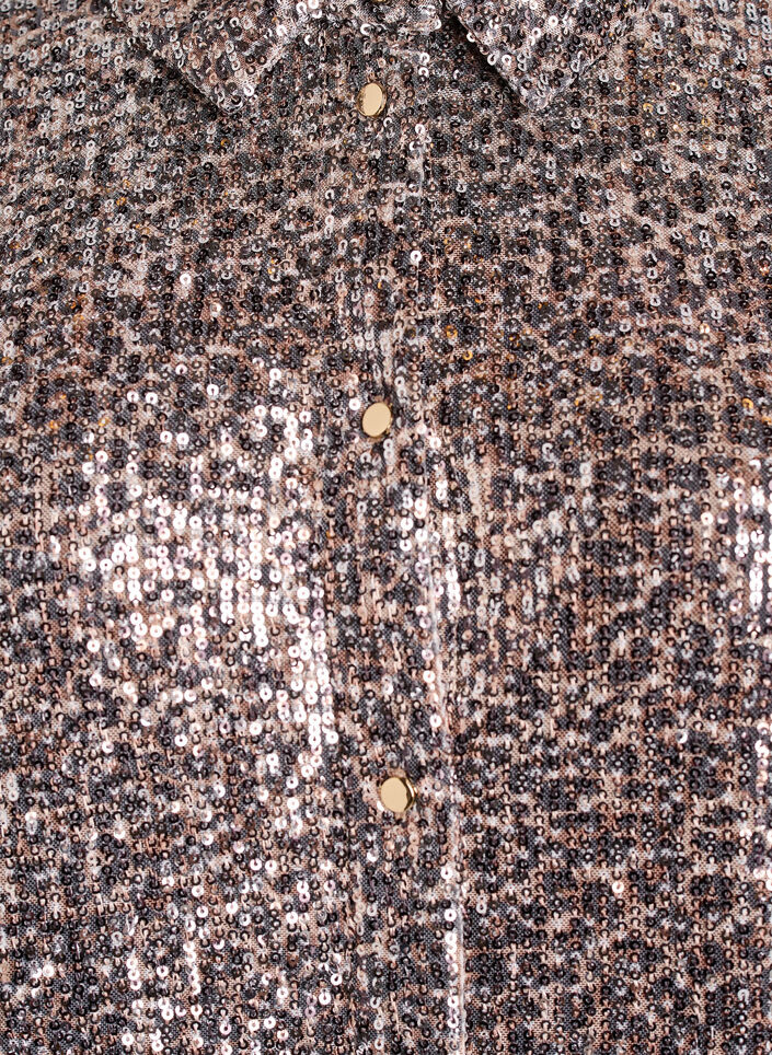 Shirt met lange mouwen en pailletten, Bruin, Packshot image number 2