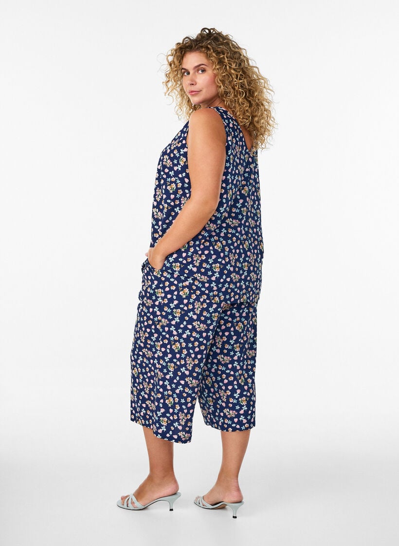 Culottebroek met print, Blauw, Model image number 1