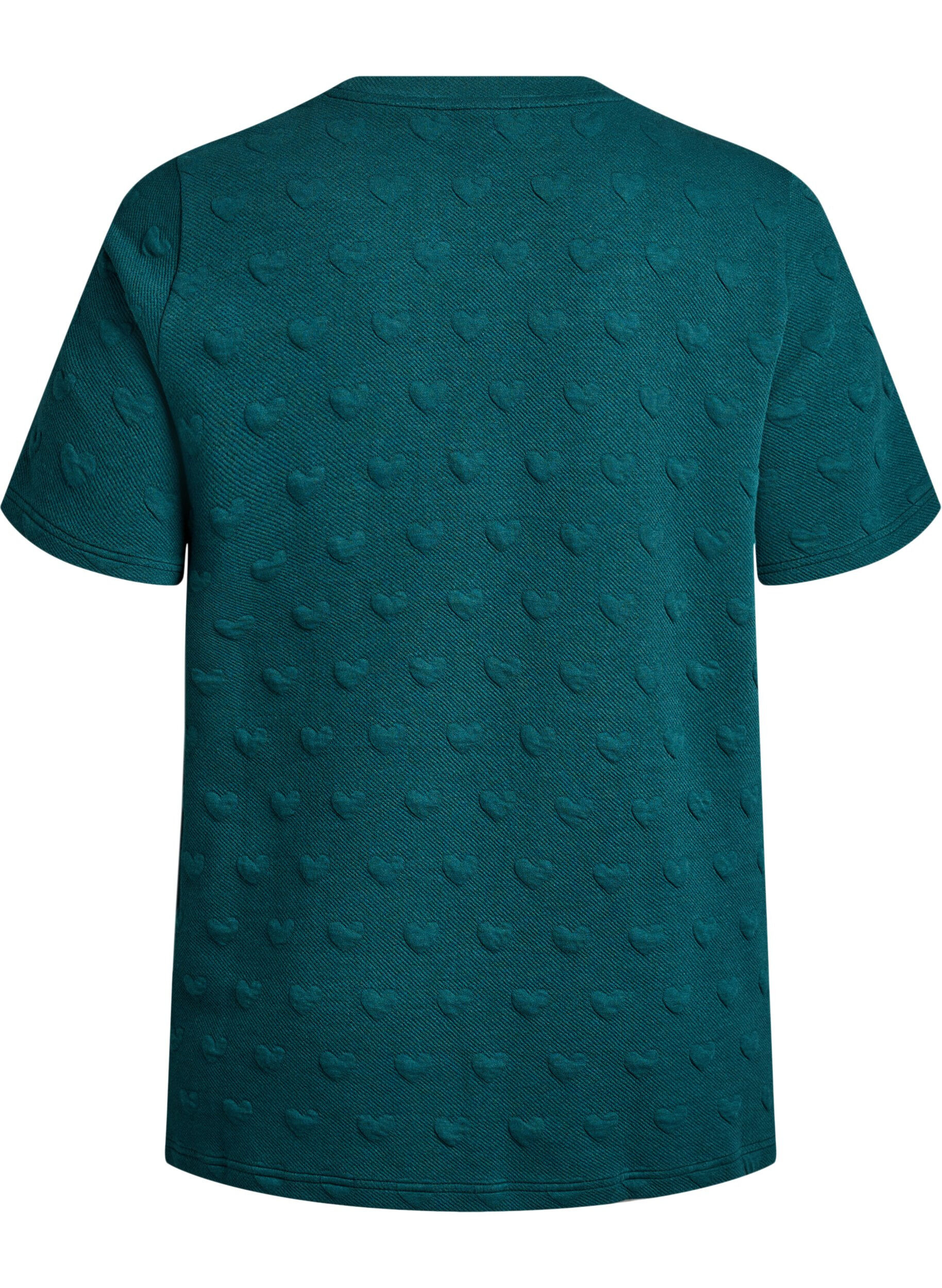 Zizzi T-shirt van embossen katoenen jersey, Groen, Packshot image number 1