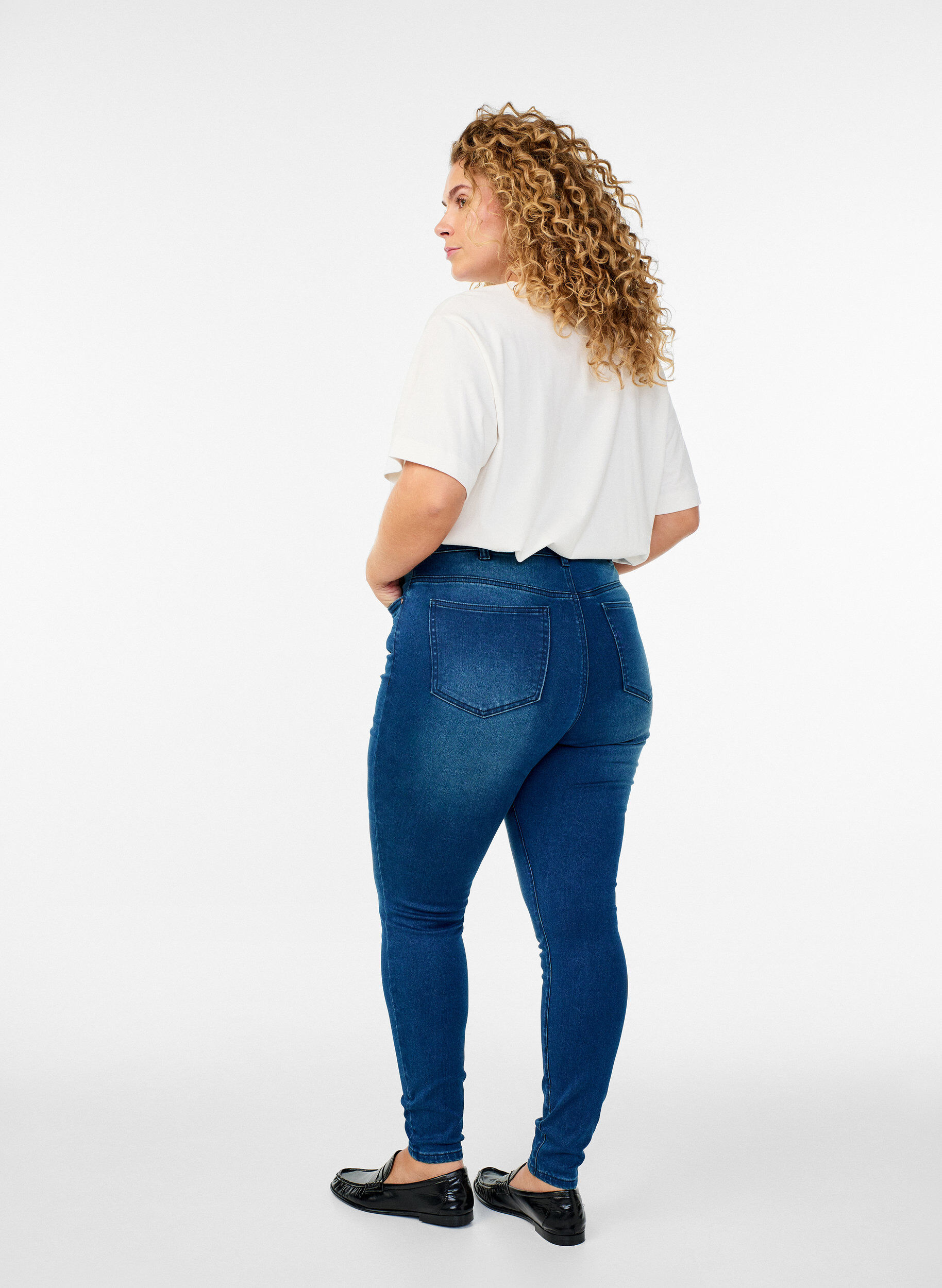 Zizzi Super slim Amy jeans met hoge taille, Blauw, Model image number 1