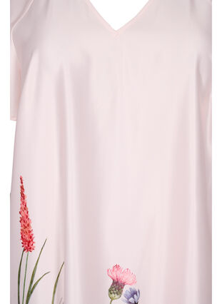Midi-jurk met bloemenprint en korte mouwen, White Sand, Packshot image number 2