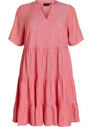 Knielange A-lijn jurk in linnen en viscose, Oranje