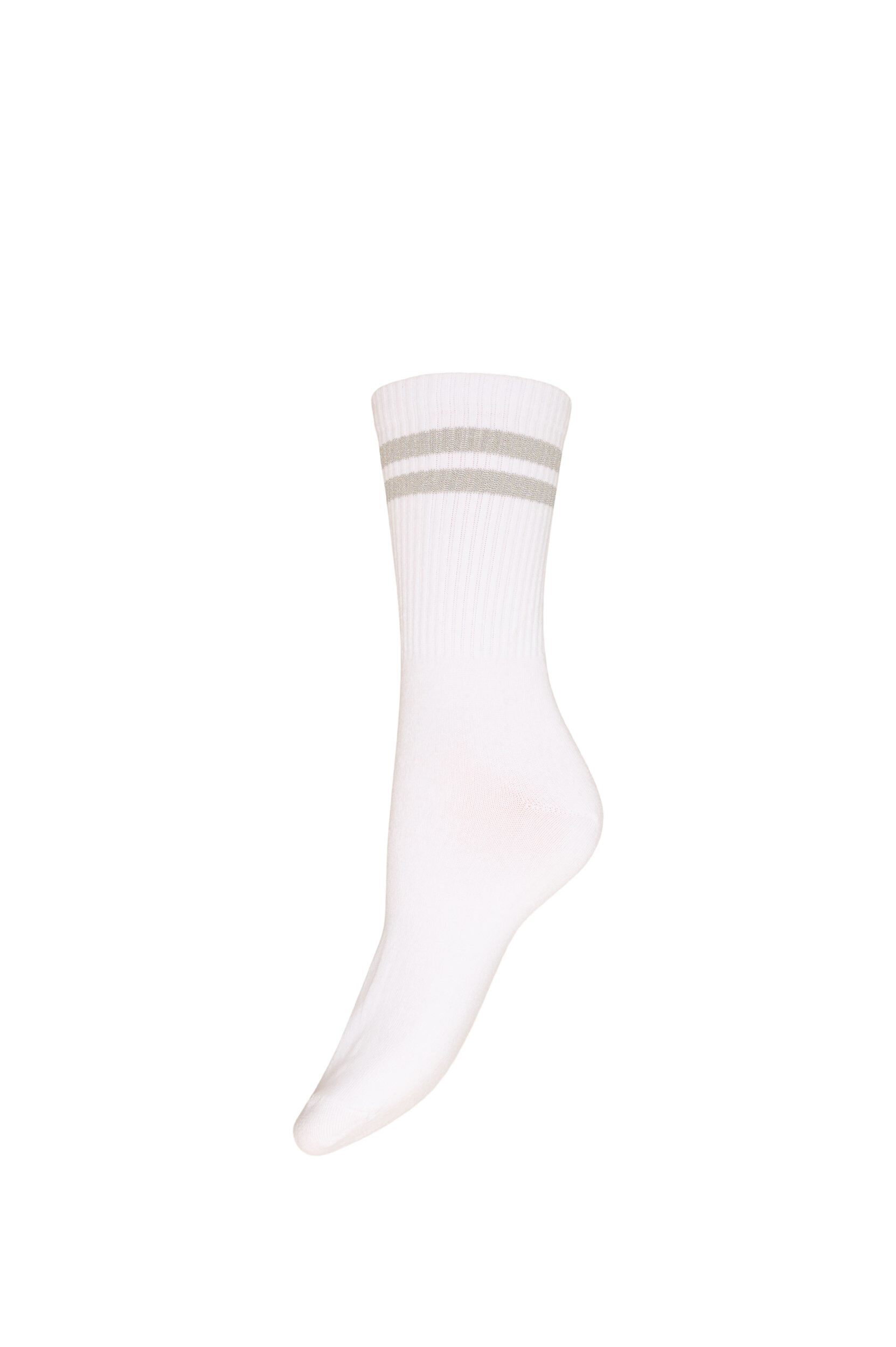 ZizziGestreepte katoenen sokken, Wit, Packshot image number 0