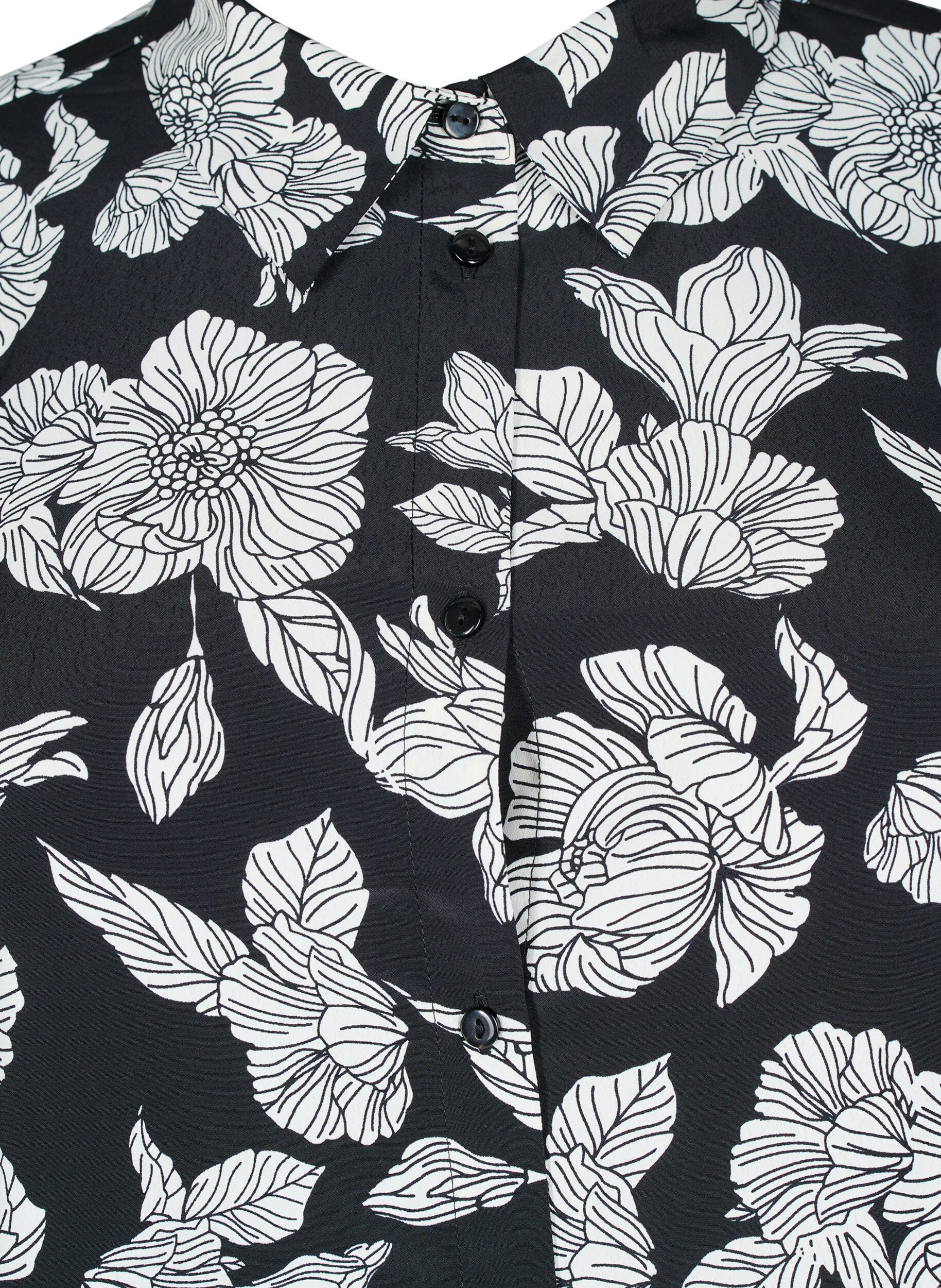 Zizzi Shirt met bloemenprint, Zwart, Packshot image number 2