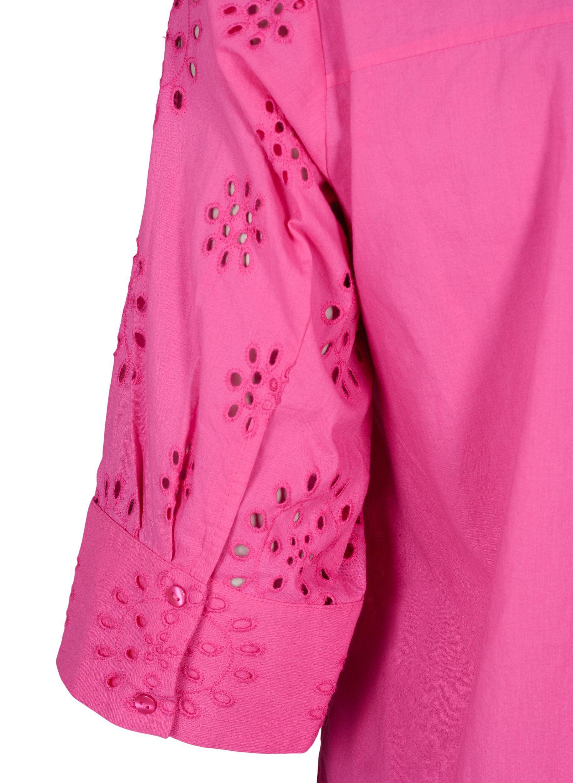 Zizzi Shirtblouse met Engels borduurwerk en 3/4-mouwen, Raspberry Rose, Packshot image number 4