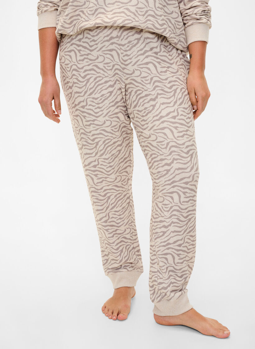 Velours broek met print, Pink Tint AOP, Model image number 2