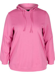 Sweatshirt met capuchon en geribbelde randen, Phlox Pink