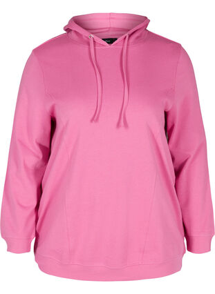 Sweatshirt met capuchon en geribbelde randen, Phlox Pink, Packshot image number 0