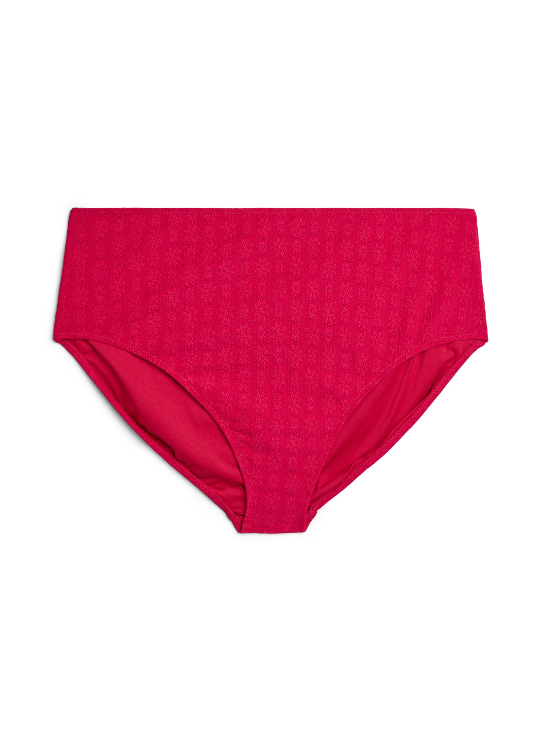 Zizzi Bikinibroekjes met een structuurpatroon en normale taille, Roze, Packshot image number 0