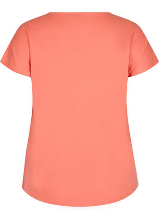 T-shirt met mix van katoen, Living Coral, Packshot image number 1