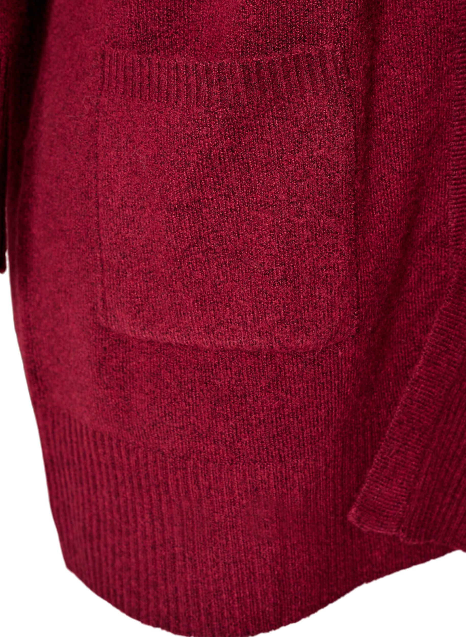 ZizziGeribd gebreid vest met zakken, Rood, Packshot image number 3