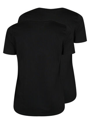 2-pack t-shirt met v-hals, Black / Black, Packshot image number 1