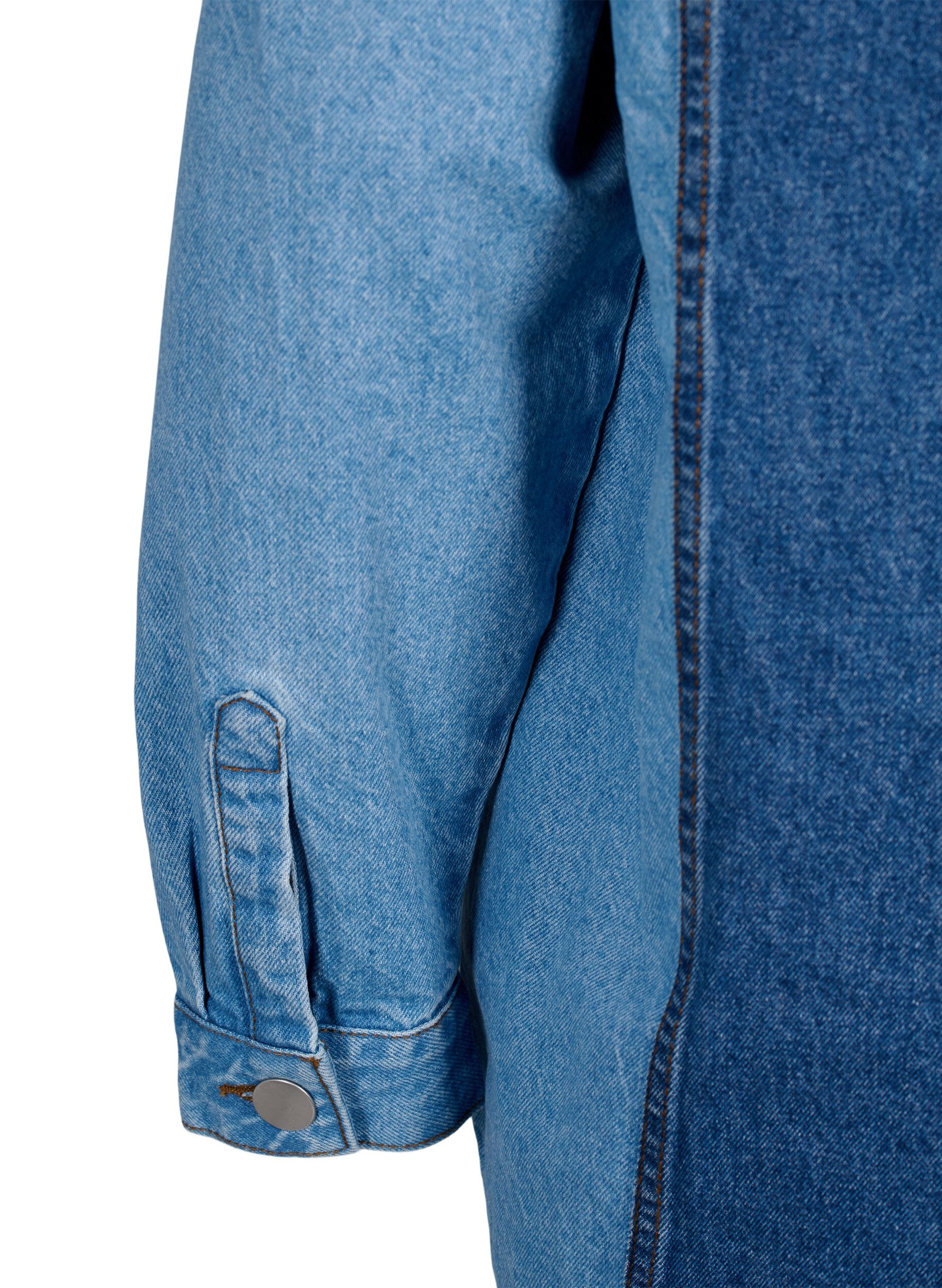 Zizzi Colorblock spijkerjasje, Light Blue Denim, Packshot image number 4