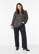 Blouse met lange mouwen en luipaardprint, Grijs, Model image number 1