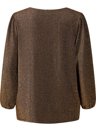 Glitter blouse met pofmouwen, Black Copper, Packshot image number 1