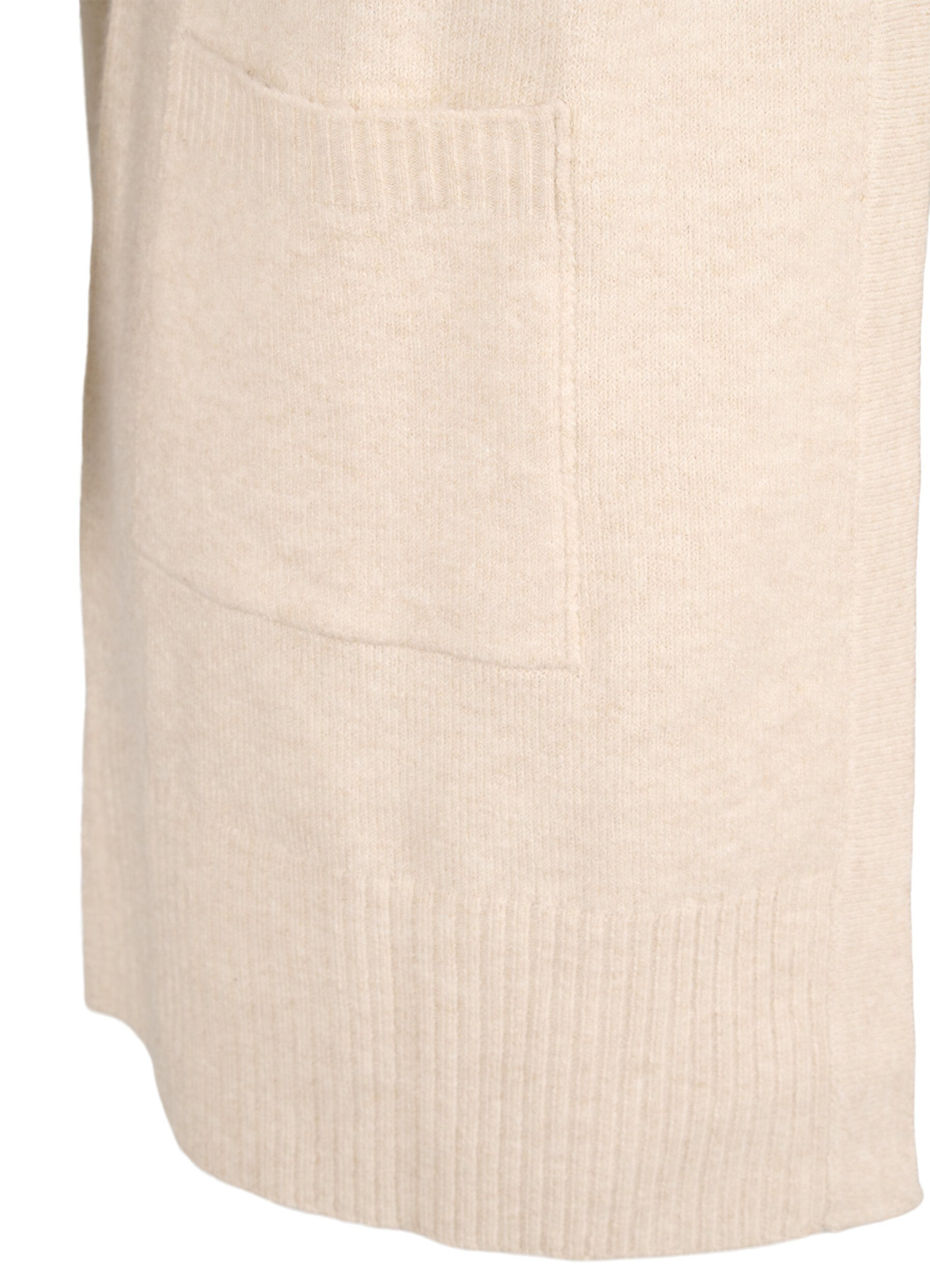 Zizzi Geribd gebreid vest met zakken, Beige, Packshot image number 3