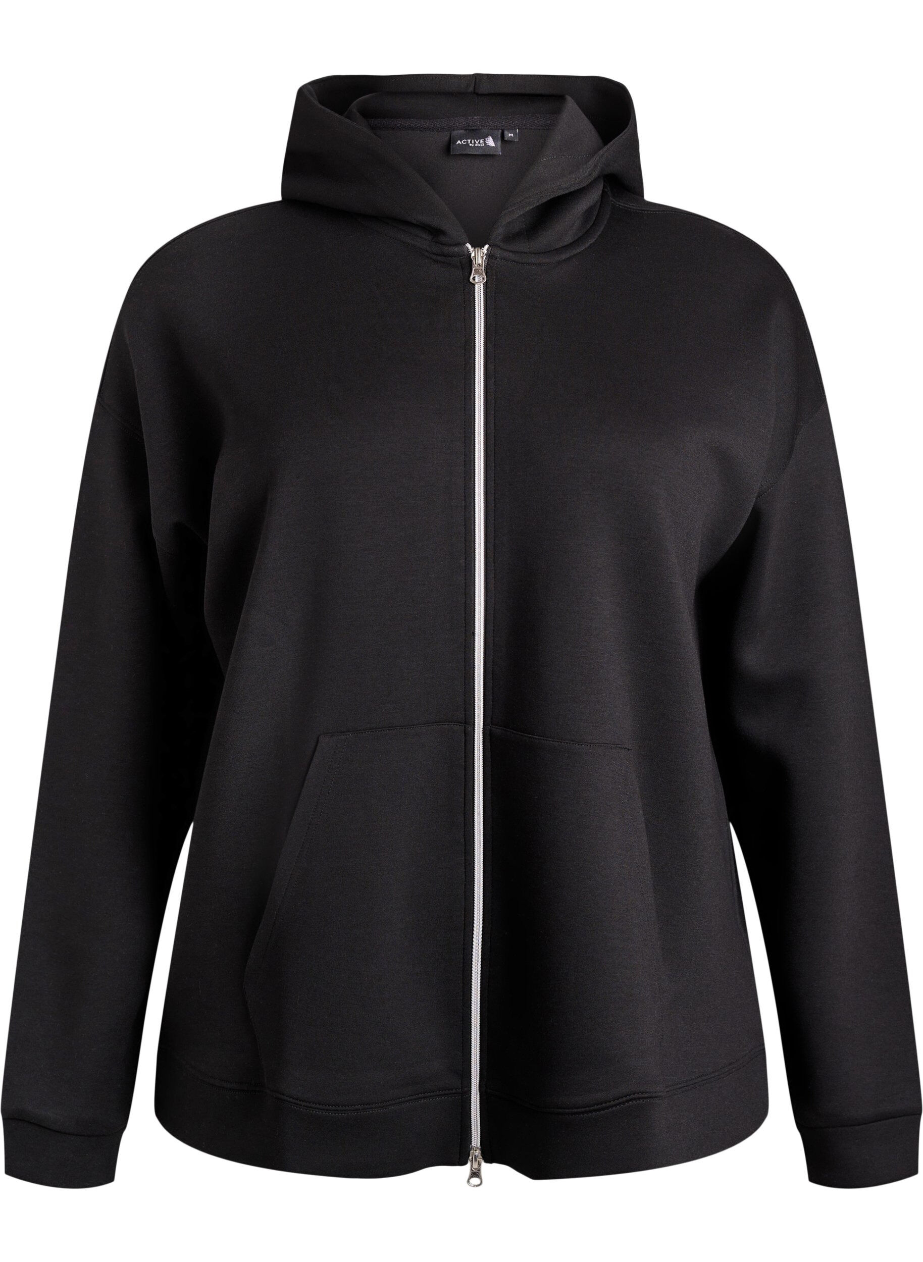 Scuba-hoodie met rits en zakken