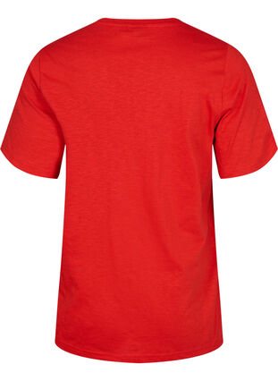 Basic t-shirt met korte mouwen en v-hals, Flame Scarlet, Packshot image number 1