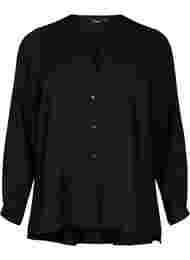 Overhemd met lange mouwen en v-hals, Black