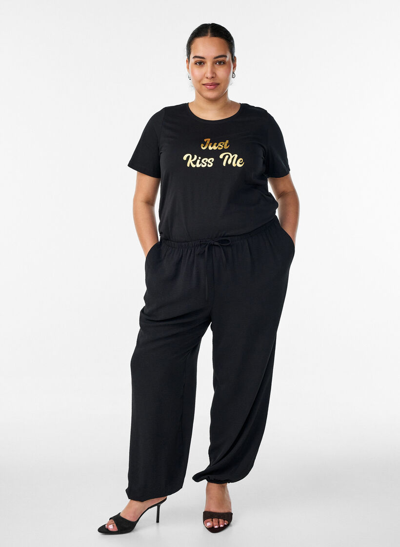 T-shirt met motief, Zwart, Model image number 1