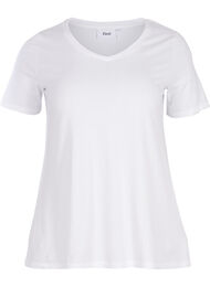 Basic t-shirt in effen kleur met katoen, Bright White