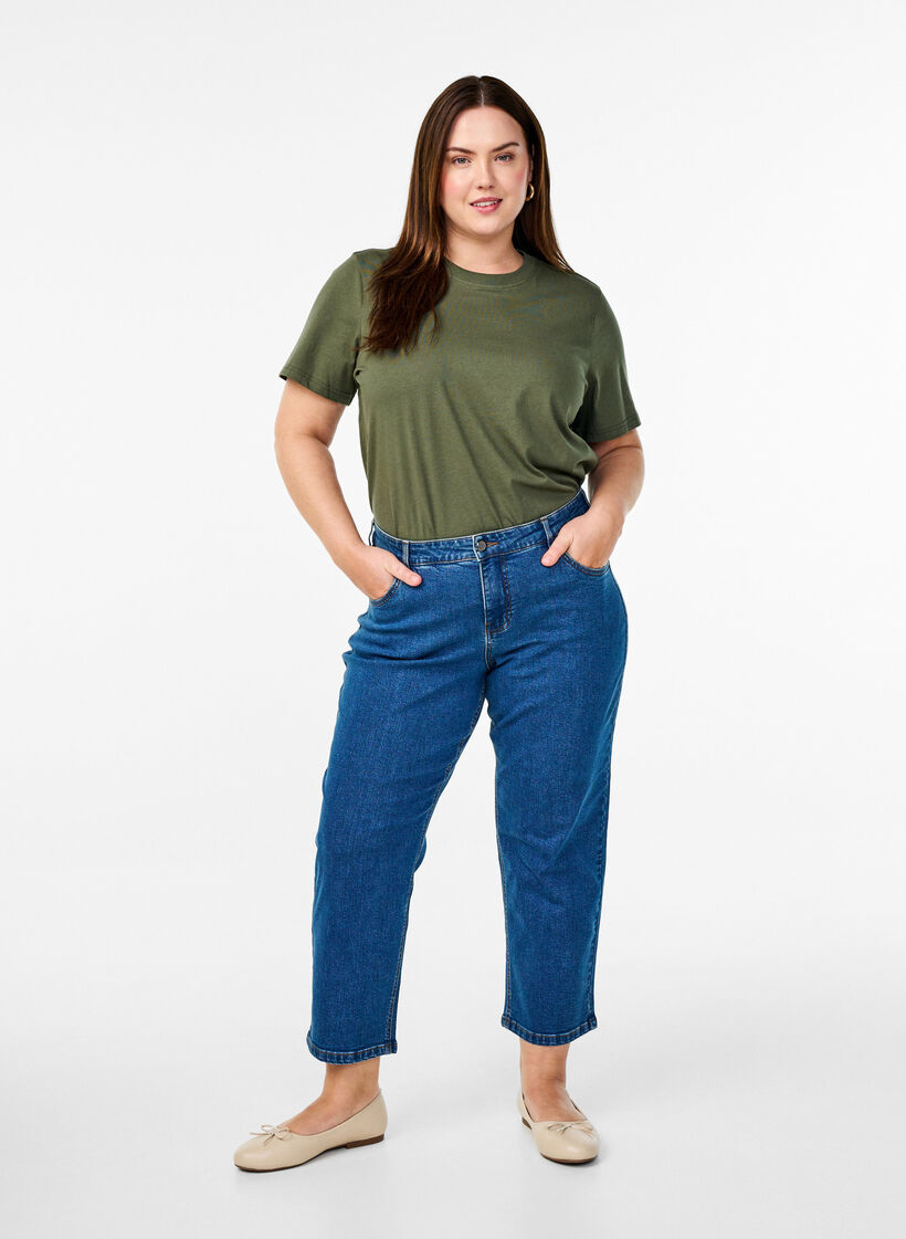 Gecropte Vera jeans met een straight-fit, Blauw, Model image number 0