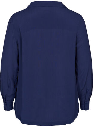 Viscose blouse met v-hals, Peacoat, Packshot image number 1