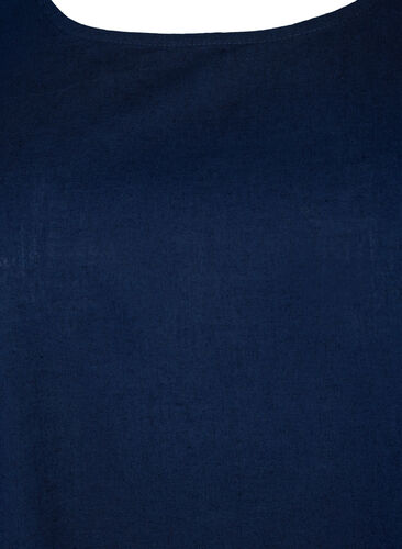 Katoenen blouse met korte mouwen van katoenmix met linnen, Navy Blazer, Packshot image number 2