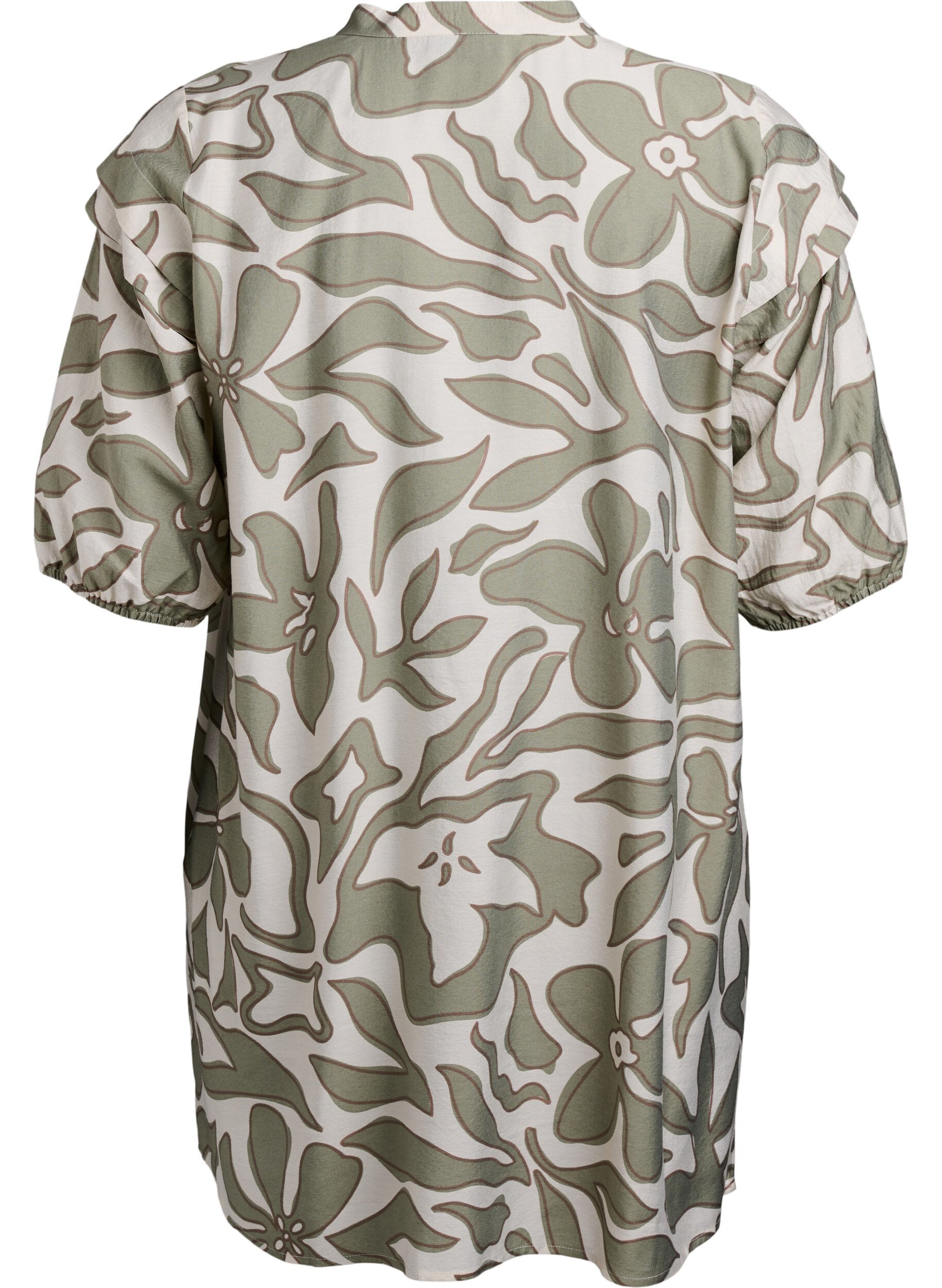 Zizzi Viscose tuniek met print, Oil Green Grap. AOP, Packshot image number 1