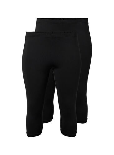 2-pack leggings met 3/4 lengte, Black, Packshot image number 0