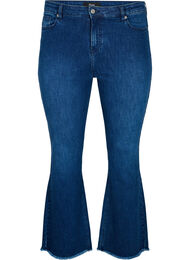 Ellen bootcut jeans met rauwe rand, Blue denim, Packshot