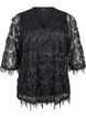 Party blouse met pailletten franjes en 3/4 mouwen, Black, Packshot image number 0