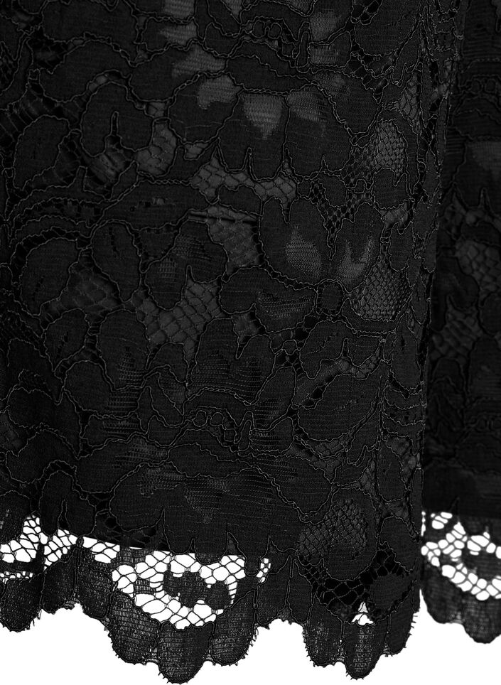 Kanten shorts met hoge taille en zakken, Zwart, Packshot image number 3