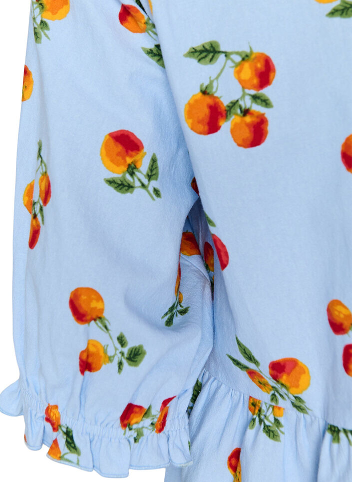 Katoenen blouse met tomatenprint en peplum, Blauw, Packshot image number 3