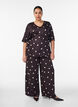 Viscose broek met stippen en wijde pijpen, Bruin, Model image number 0