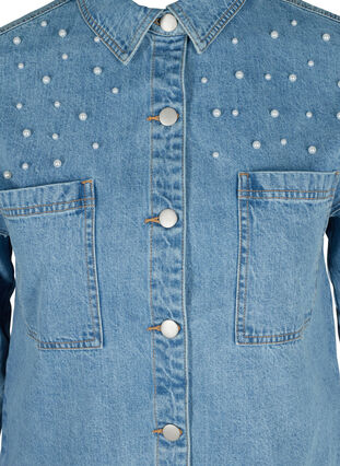 Denim jas met parels, Light blue denim, Packshot image number 2