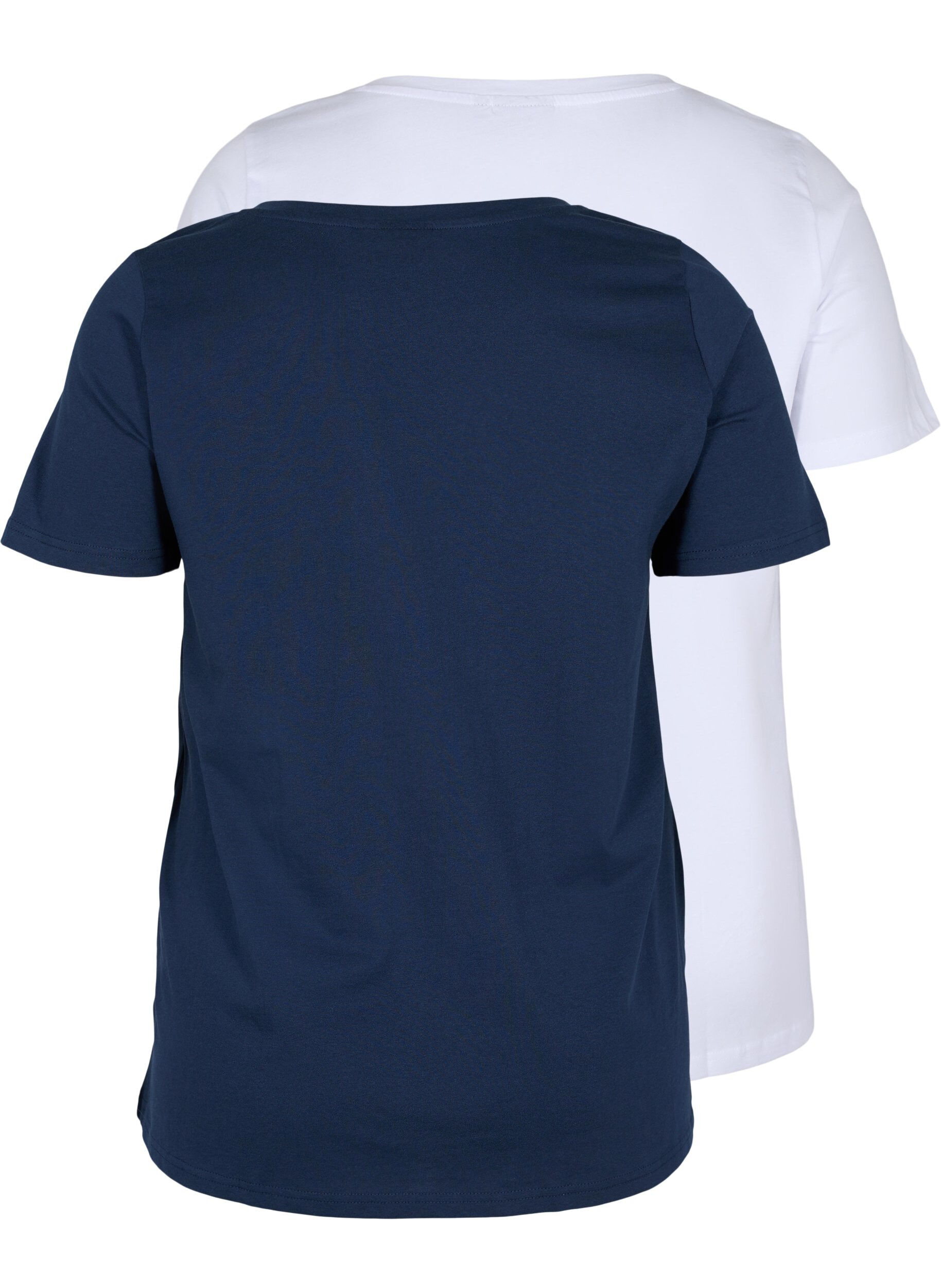 Zizzi Set van 2 basic t-shirts in katoen, Navy B/B White, Packshot image number 1