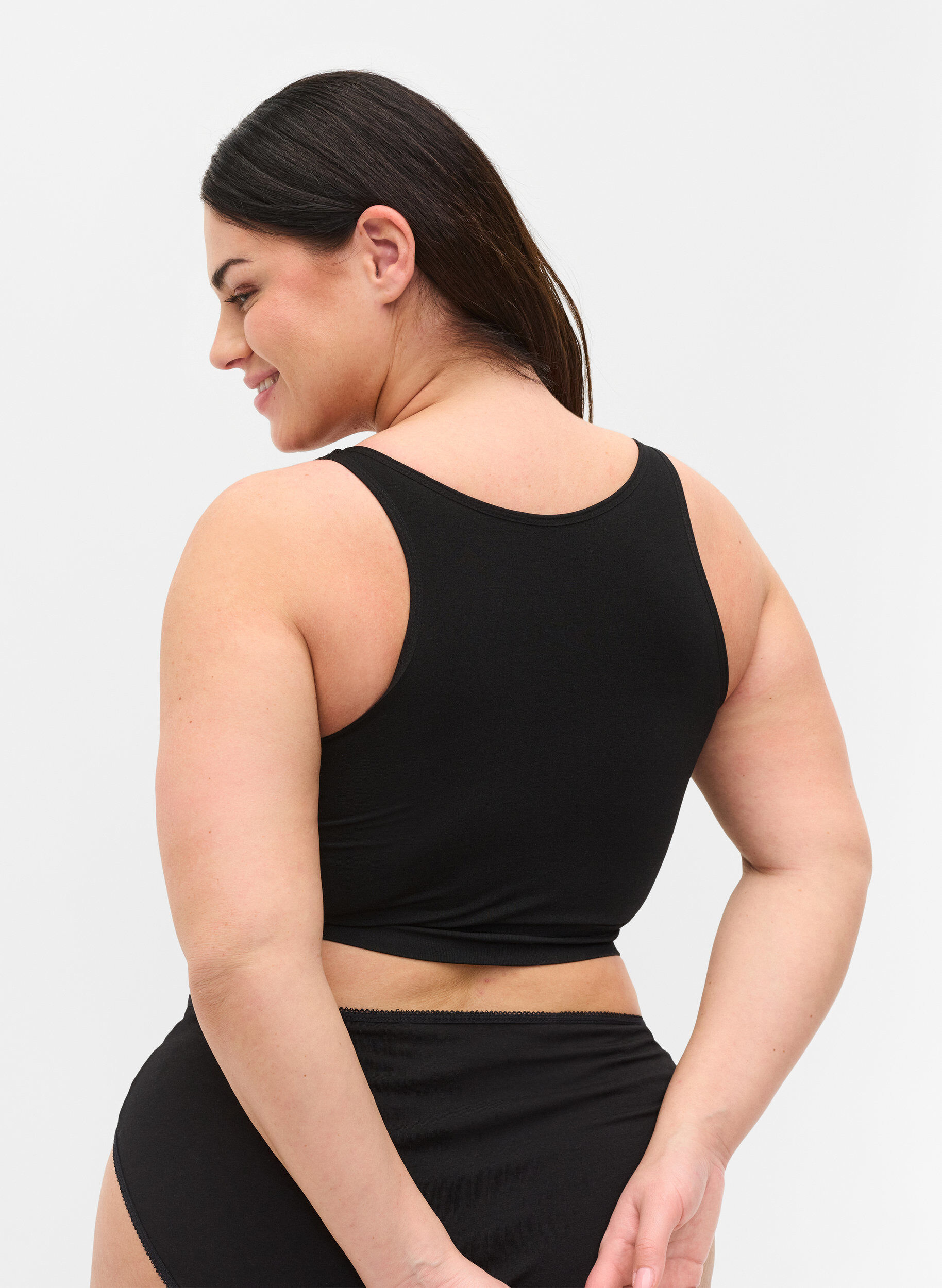 Zizzi Licht voorgevormde bh met stringdetails, Black, Model image number 1