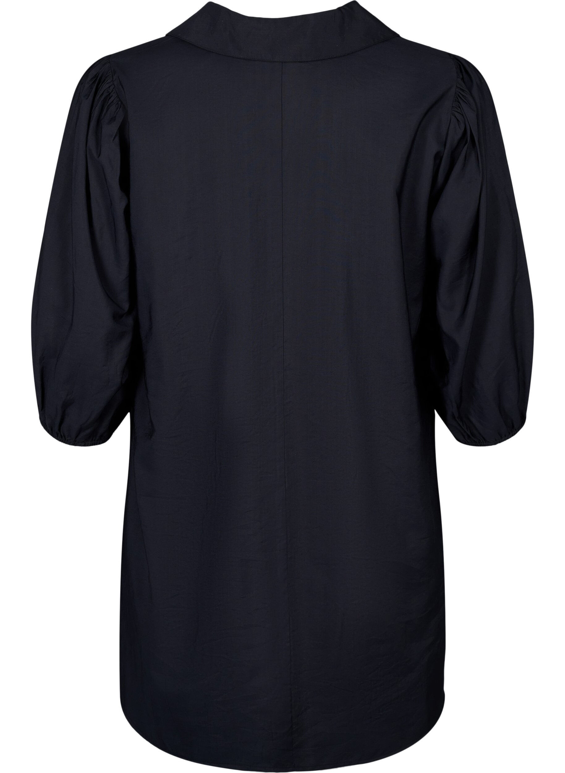 Zizzi Tuniek van viscose met V-hals en kraag, Black, Packshot image number 1