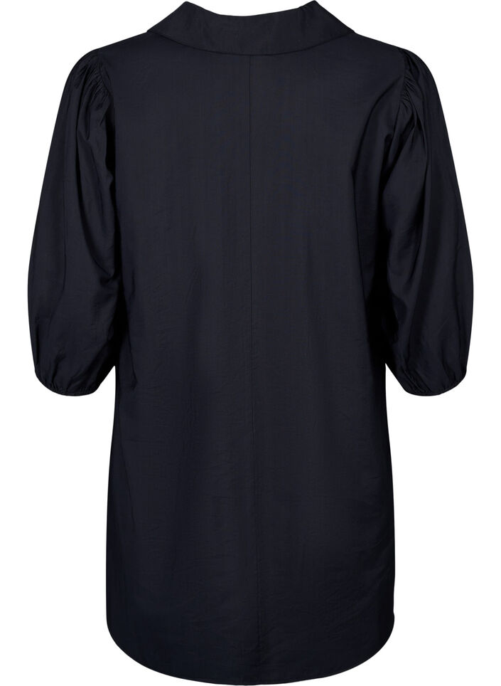 Tuniek van viscose met V-hals en kraag, Black, Packshot image number 1
