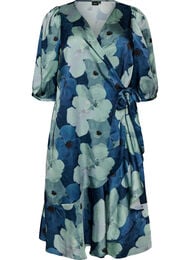 Omslagjurk met bloemenprint met 3/4 mouwen, Mixed colours