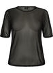 Mesh top met korte mouwen en ronde hals, Zwart, Packshot image number 0