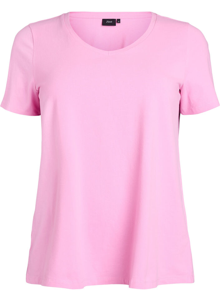 Basic effen katoenen t-shirt, Roze, Packshot image number 0