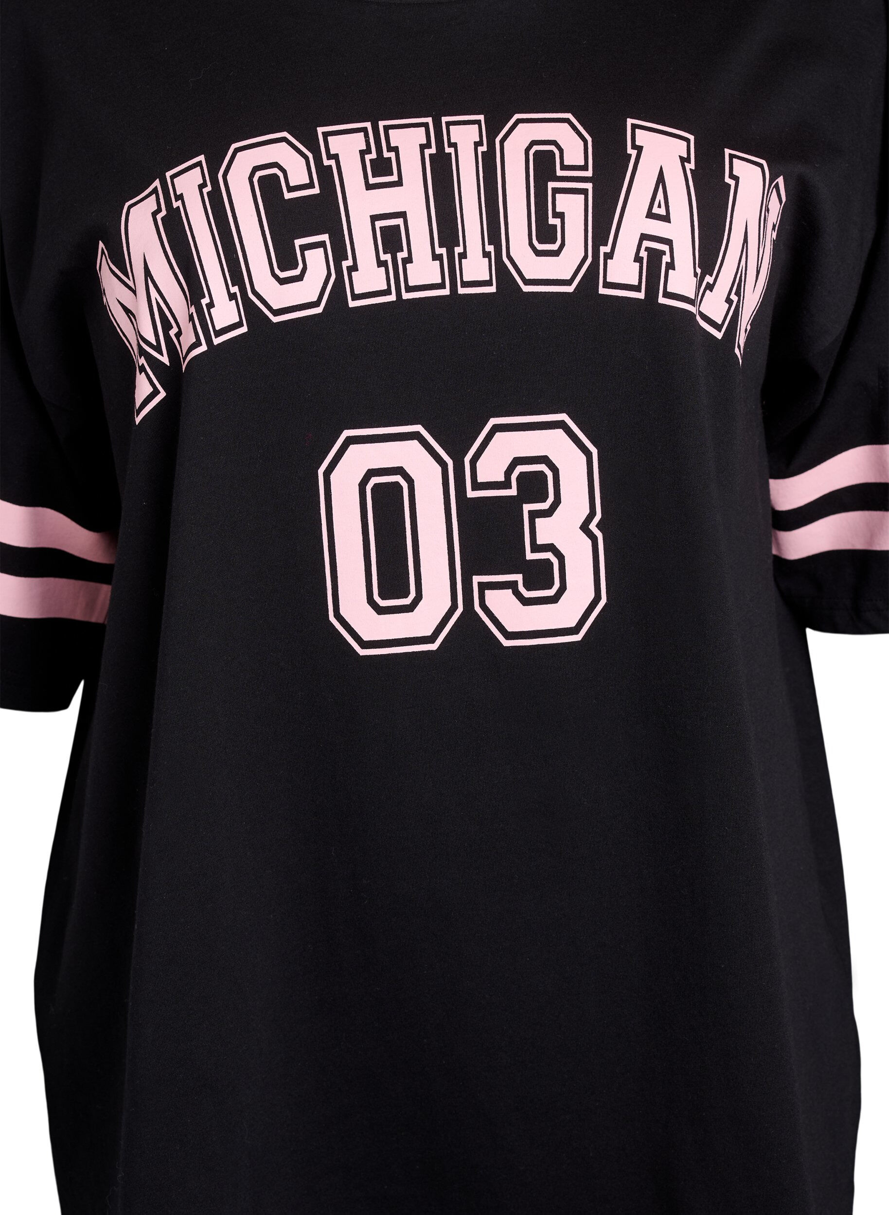 Zizzi Sportief oversized college T-shirt, Zwart, Packshot image number 2