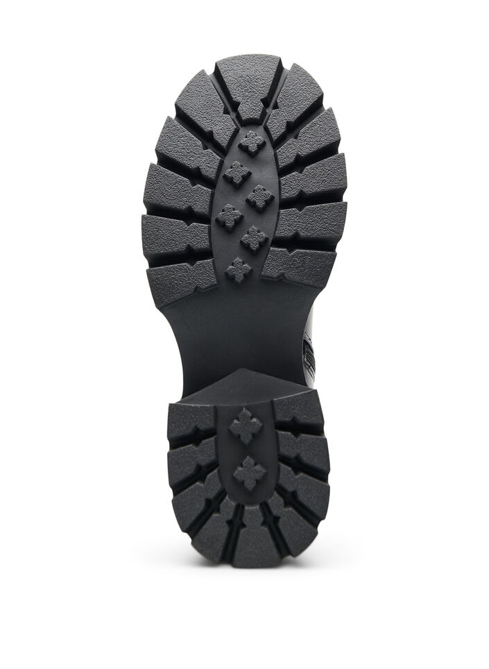 Chelsea boot met een chunky zool en geribde panelen, Zwart, Packshot image number 4