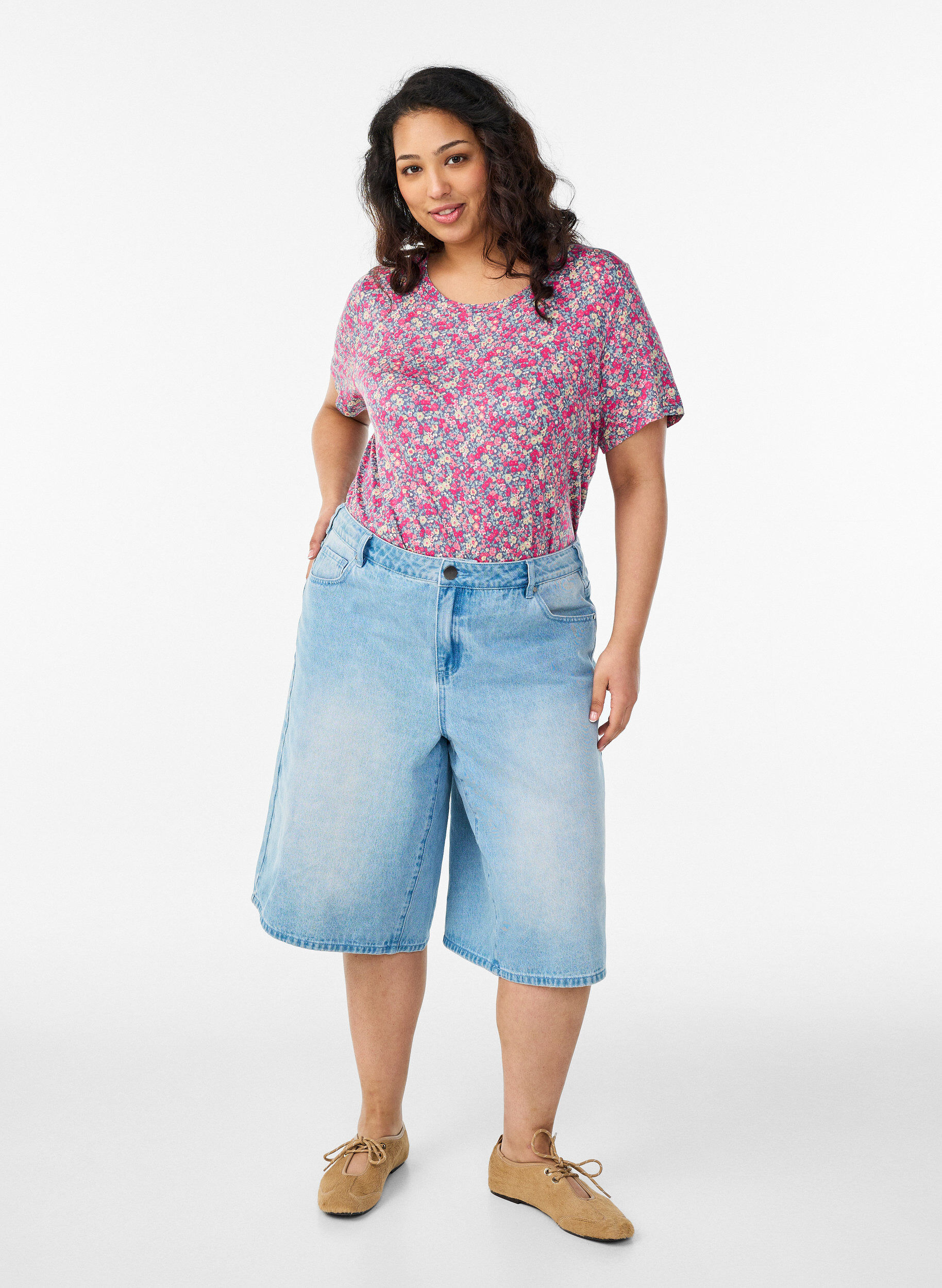 ZizziT-shirt met bloemenprint, Roze, Model image number 1