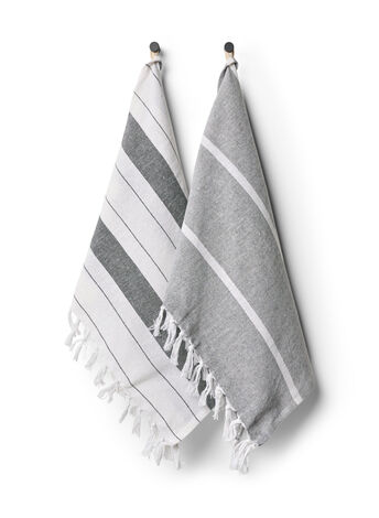 2-pack gestreepte handdoek met franjes