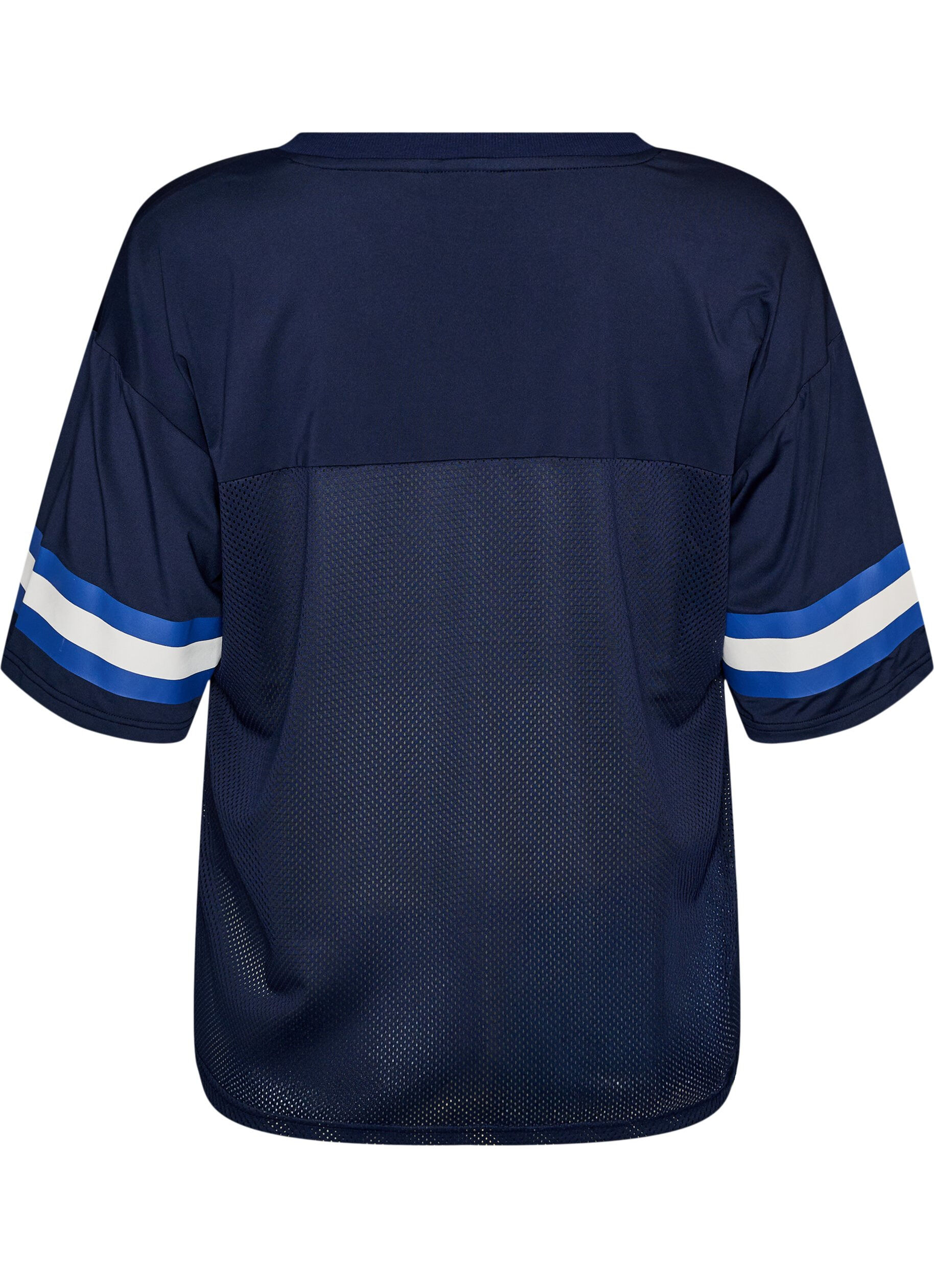 ZizziWorkout T-shirt met V-hals en frontprint, Blauw, Packshot image number 1
