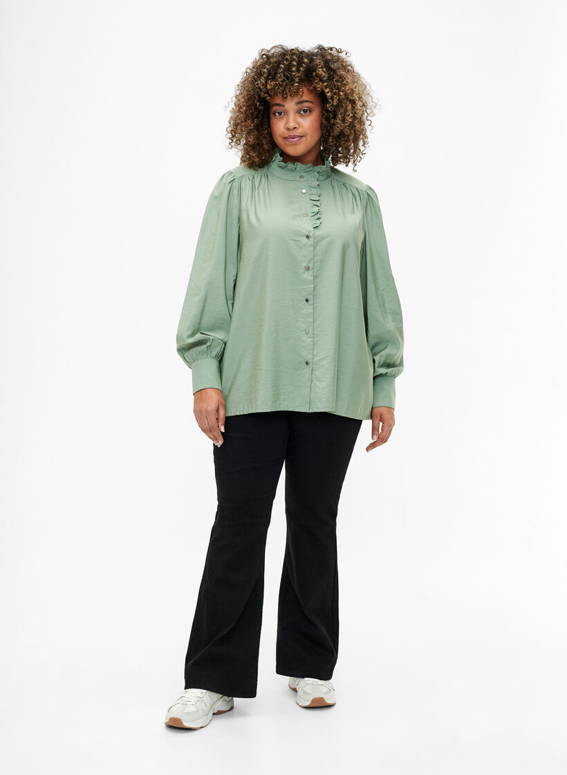 Visicoshirt Blouse met ruffles, Green Bay, Model image number 2