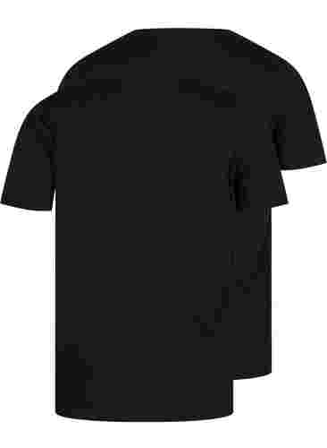 Set van 2 basic t-shirts in katoen, Black/Black, Packshot image number 1